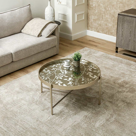 40cm Champagne Coffee Table with Leaves Design KD Legs