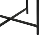 55cm Black Metal End Table with Travertine Marble Top