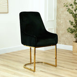 Eris Black Velvet Dining Chair with Gold Legs