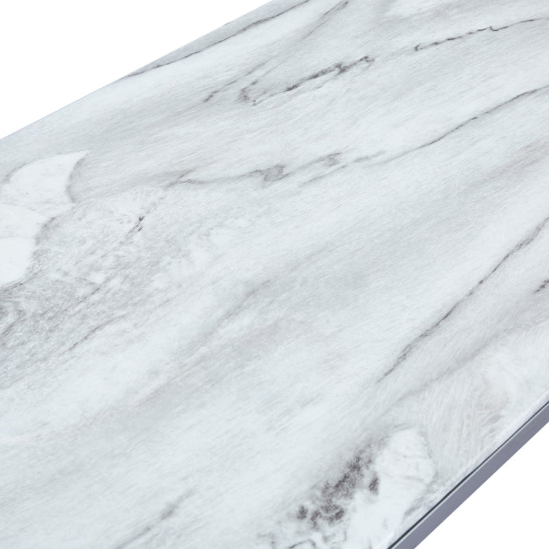 Aamari Grey Gunmetal Coffee Table with White Faux Marble Glass Top - KD