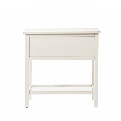 Lindon Frosty White 2 Drawer Bedside Cabinet with Clear Glass Shelf with Gold Handle