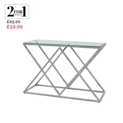 Imperia Stainless Steel Console Table Glass Top