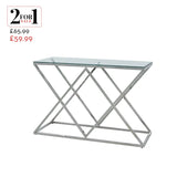 Imperia Stainless Steel Console Table Glass Top