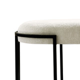 120cm White Boucle Bench with Black Legs