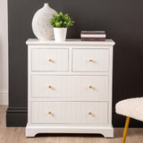 Lindon 4 Drawer Chest Cabinet White with Gold Handles