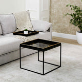 Black & Gold Metal Coffee Table with Tray