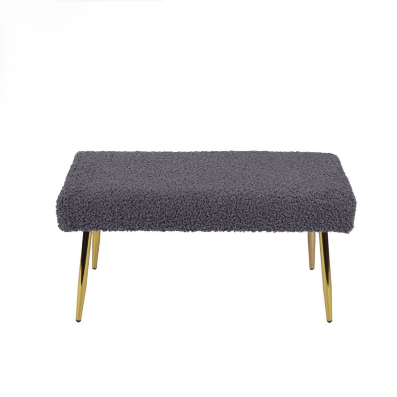 Charcoal Grey Boucle Bench with Gold Legs - KD