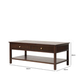Lindon 2 Drawer Coffee Table Walnut Brown with Gold Handles