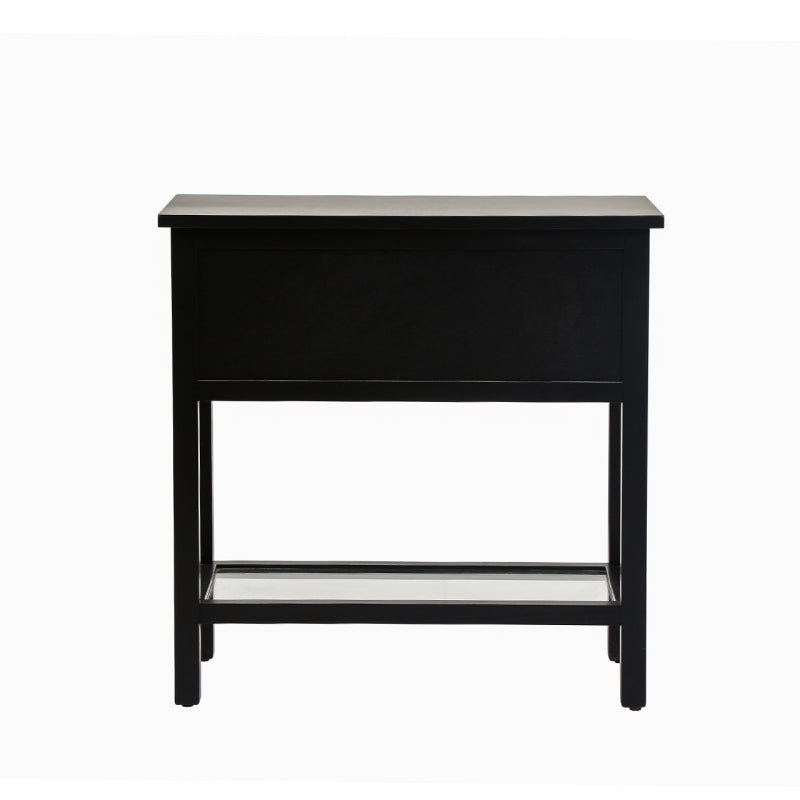 Lindon Black 2 Drawer Bedside Cabinet with Glass Shelf
