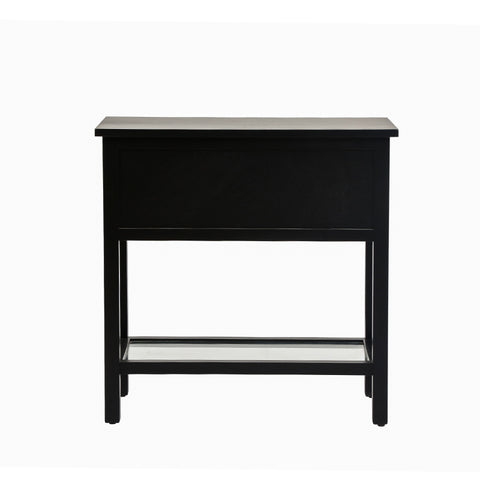 Lindon Black 2 Drawer Bedside Cabinet with Glass Shelf