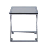 Axel Grey Gunmetal End Table with Smoke Glass Top