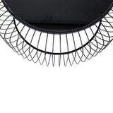 Set of 2 Black Metal Coffee Table with Black Glass Top