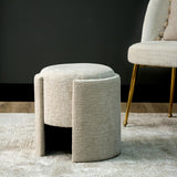 43cm Taupe Chenille Round Stool
