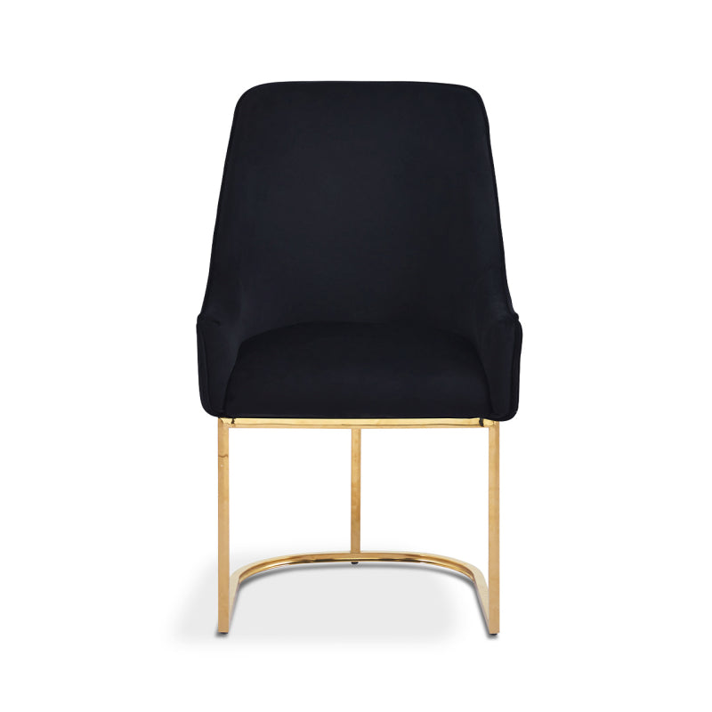 Eris Black Velvet Dining Chair with Gold Legs