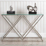 Imperia Stainless Steel Console Table Glass Top
