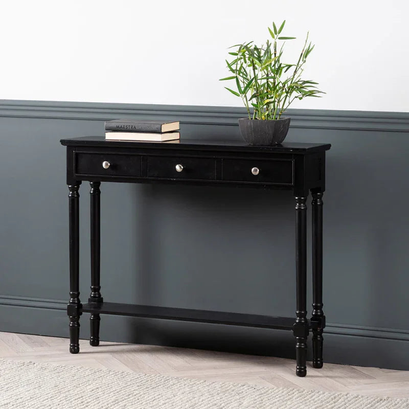 Delta Medium Black 3 Drawer Console Table with Ball Design Handle