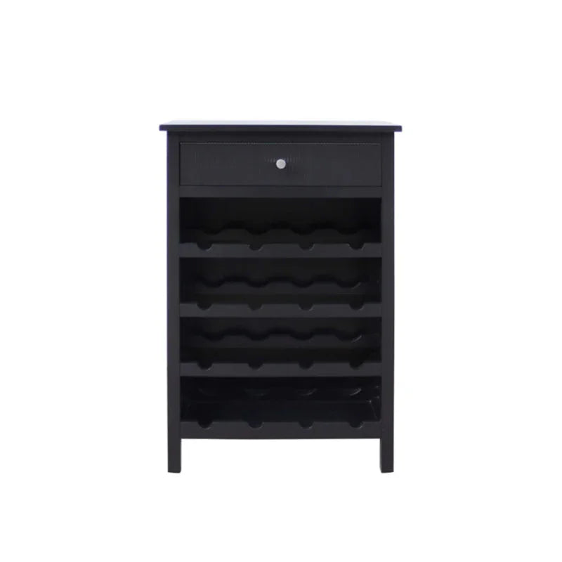 Lindon Black 1-Drawer Wine Rack Storage Cabinet