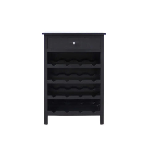 Lindon Black 1-Drawer Wine Rack Storage Cabinet