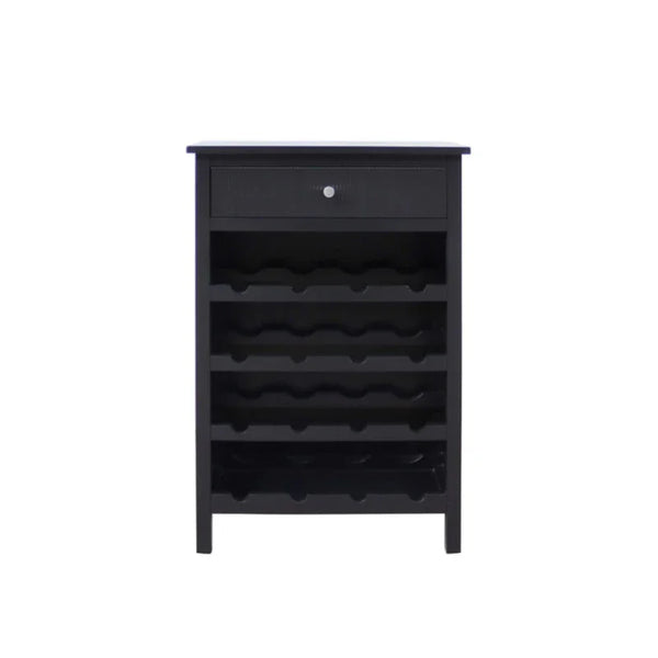 Lindon Black 1-Drawer Wine Rack Storage Cabinet