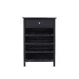 Lindon Black 1-Drawer Wine Rack Storage Cabinet
