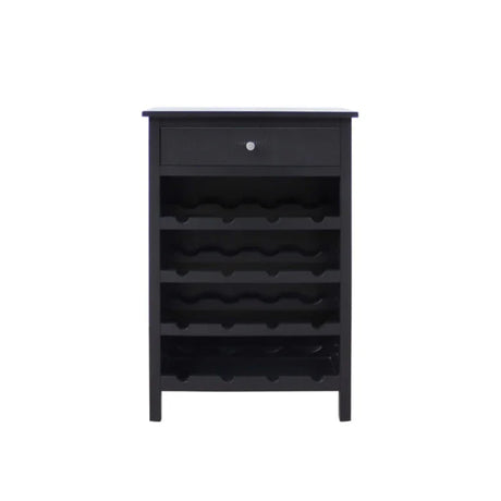 Lindon Black 1-Drawer Wine Rack Storage Cabinet