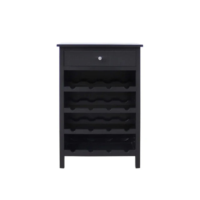 Lindon Black 1-Drawer Wine Rack Storage Cabinet