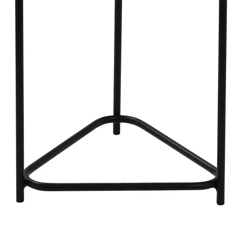 Set of 2 Black Metal Nesting Table with White Marble Top