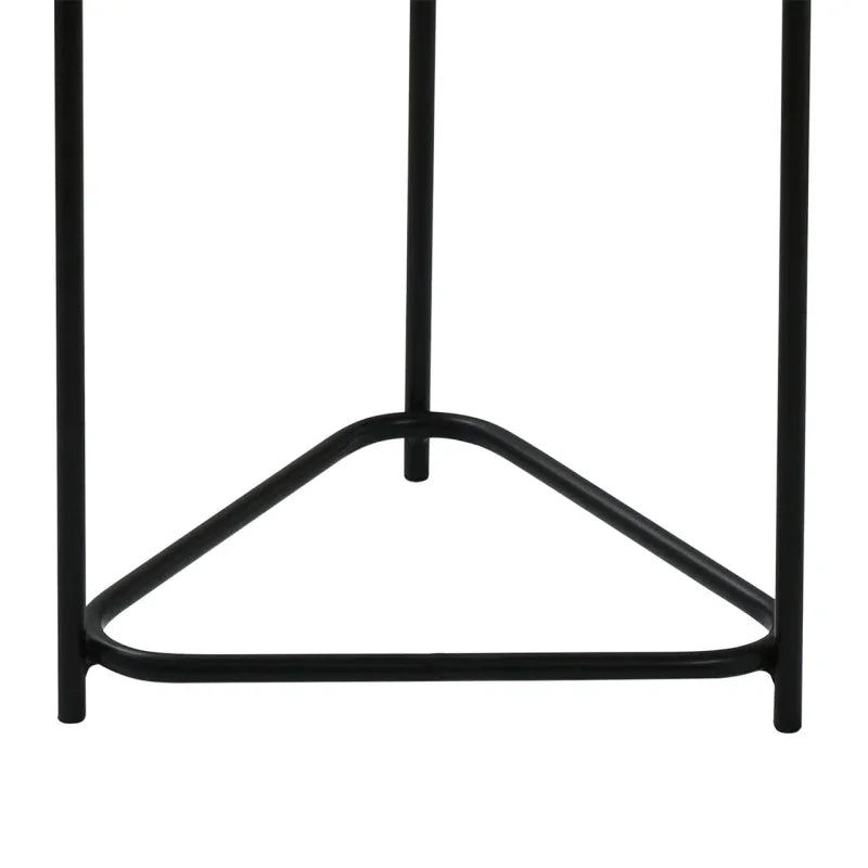 Set of 2 Black Metal Nesting Table with White Marble Top