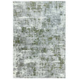 Abstract grey and green area rug with modern distressed pattern