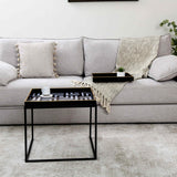 Black & White Metal Coffee Table with Tray