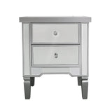 Vista 2 Drawer Silver Wood & Mirror Bedside Cabinet
