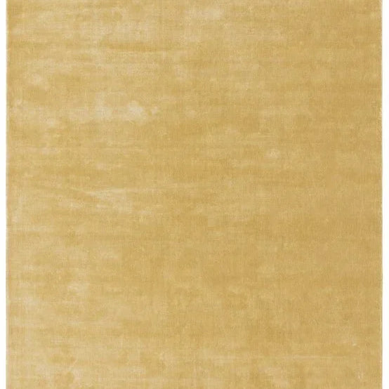 Rectangular beige area rug with soft, plain pile and subtle sheen, shown from above