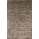 Taupe area rug with subtle textured stripes and rectangular shape