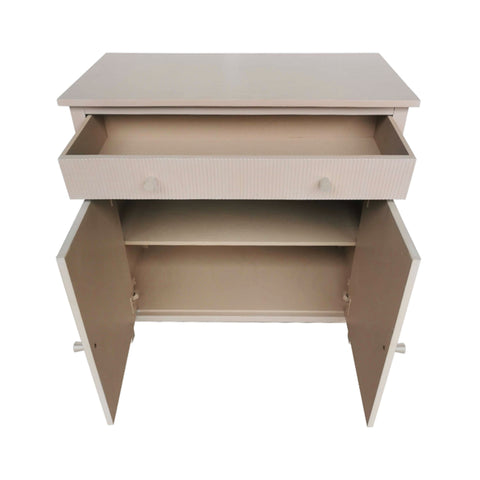 Lindon 1 Drawer 2 Door Taupe Chest with Nickel Handles