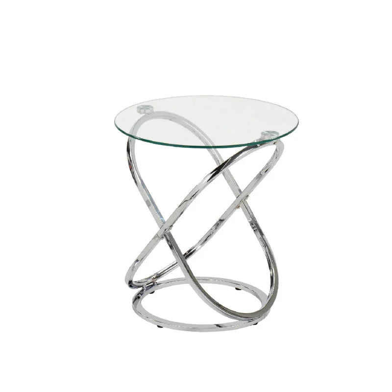 Rizzo Chrome End Table Glass