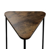 Set of 2 Black Metal Nesting Table with Brown Wooden Top