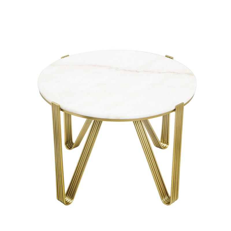 Yohan White Marble with Gold Metal Legs Coffee Table