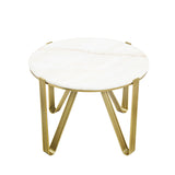 Yohan White Marble with Gold Metal Legs Coffee Table
