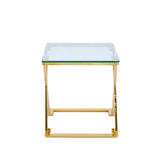 Axel Gold Metal End Table with Clear Glass Top