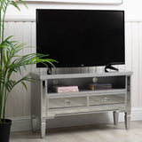 Vista 2-Drawer Champagne Wood Mirror Entertainment Unit
