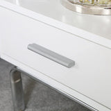 Charlotte White & Chrome 1-Drawer Bedside Cabinet - DSP