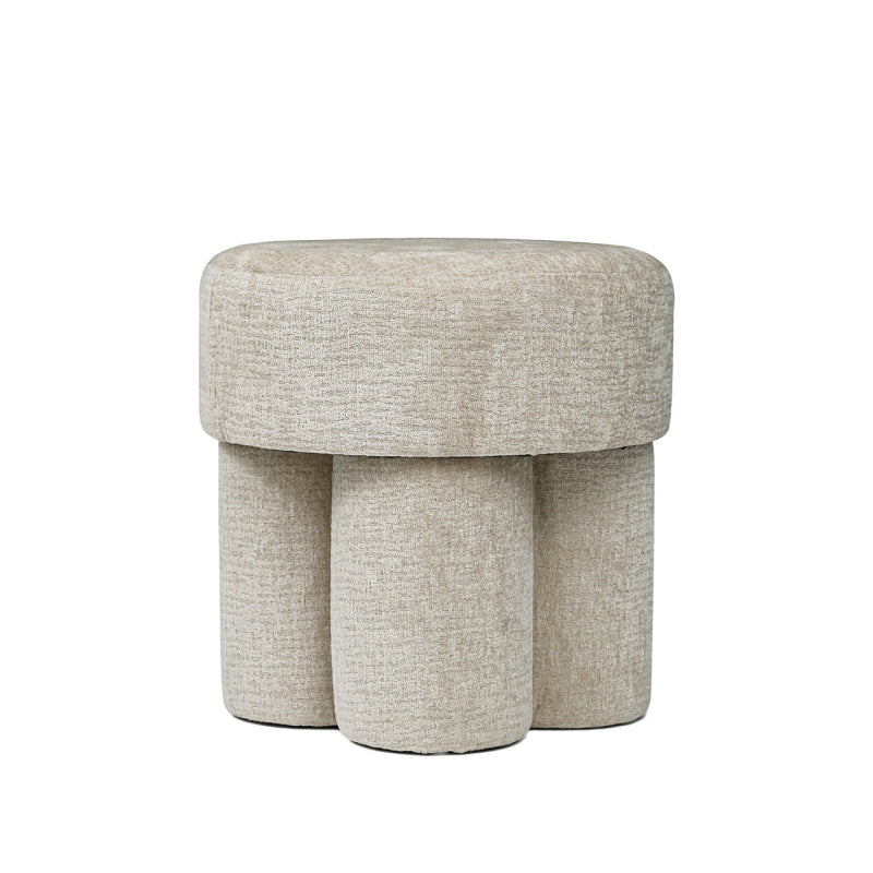 47.5cm Beige Chenille Round Stool