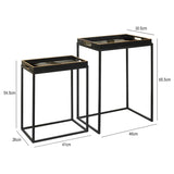 Set of 2 Antique Gold Leaves Nesting Table