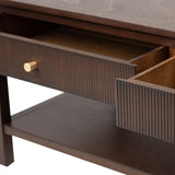 Lindon 2 Drawer Coffee Table Walnut Brown with Gold Handles