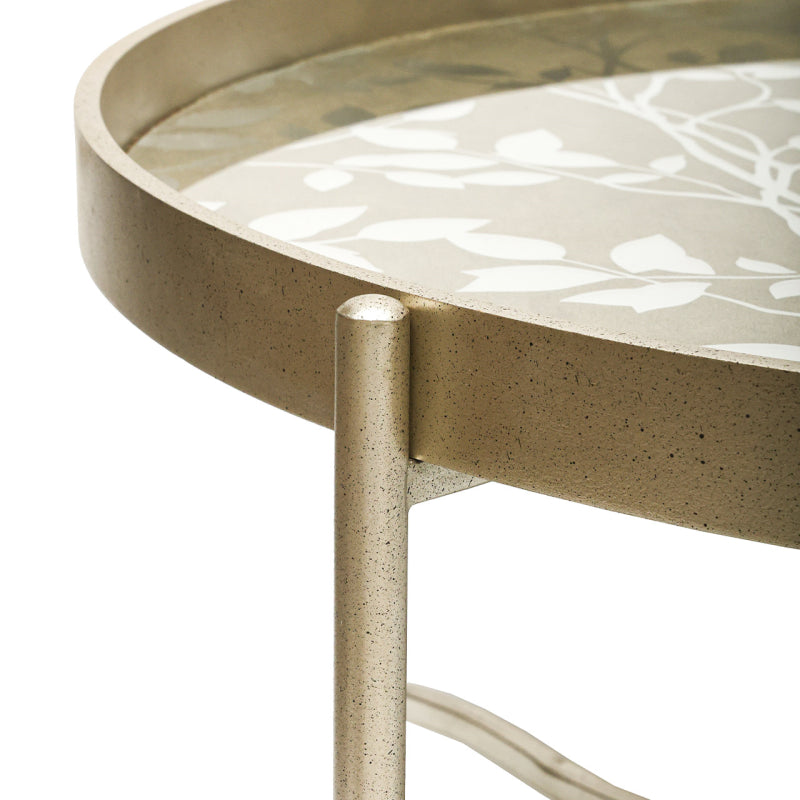 40cm Champagne Coffee Table with Leaves Design KD Legs