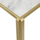 Set of 2 Gold Metal Nesting Table with White Marble Top