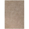 Beige patterned area rug with raised texture and abstract swirl design