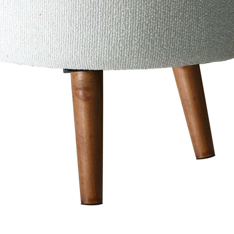 45.5cm White Boucle Storage Bench in Wooden Legs