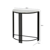 74cm Black Metal Console Table with White Marble Top