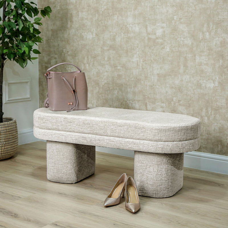 45cm Taupe Chenille Bench